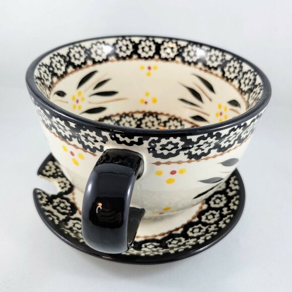 Latte Mug Temp-Tations By Tara Soup Bowl With Saucer Old World Black PPP-SQ-8923 - Picture 3 of 12